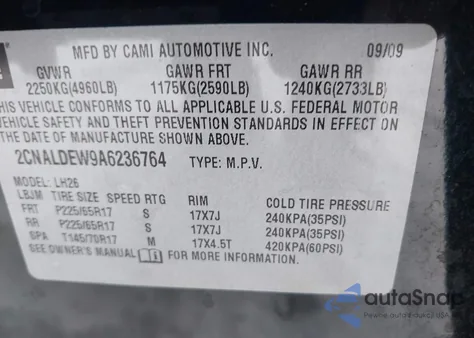 2010 Chevrolet Equinox Lt from USA, damaged, VIN 2CNALDEW9A6236764